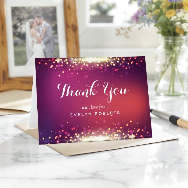 Carte De Remerciements Parties scintillant d'or de Shimmer Dots étincelan (Créateur téléchargé)