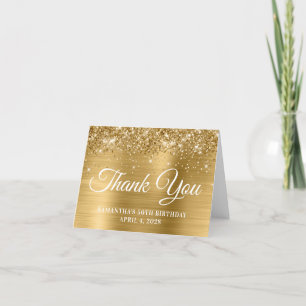Carte De Remerciements Parties scintillant d'or et Foil 50e anniversaire