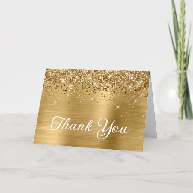 Carte De Remerciements Parties scintillant d'or et Foil 50e anniversaire (Devant)