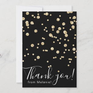 Carte De Remerciements Parties scintillant d'or moderne confetti noir