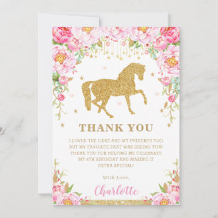 Carte De Remerciements Parties scintillant d'or rose Floral