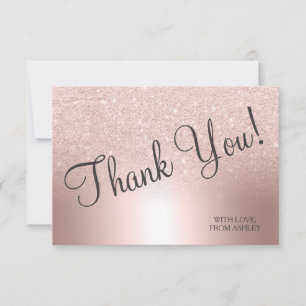 Carte De Remerciements parties scintillant d'or Rose ombre du papier méta