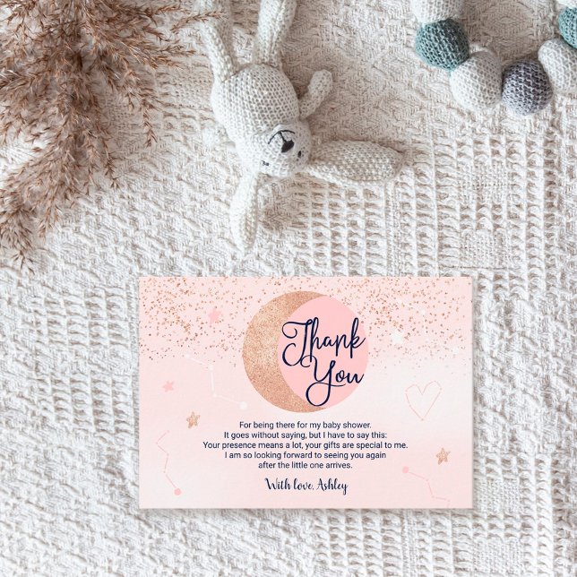 Carte De Remerciements Parties scintillant d'or rose sur le baby shower d (Créateur téléchargé)