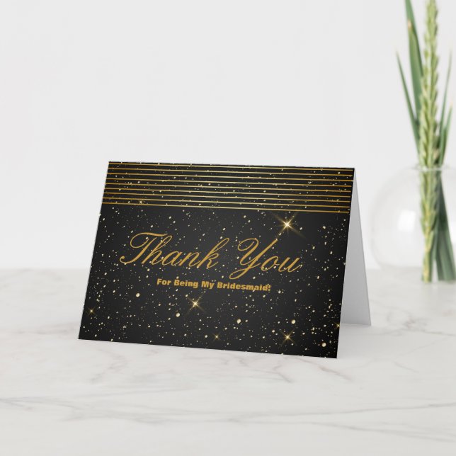 Carte De Remerciements Parties scintillant D'Or Stripes Pour Être Mon Épo (Devant)