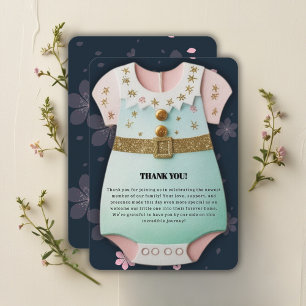 Carte De Remerciements Parties scintillant d'or Vêtements de bébé Baby sh