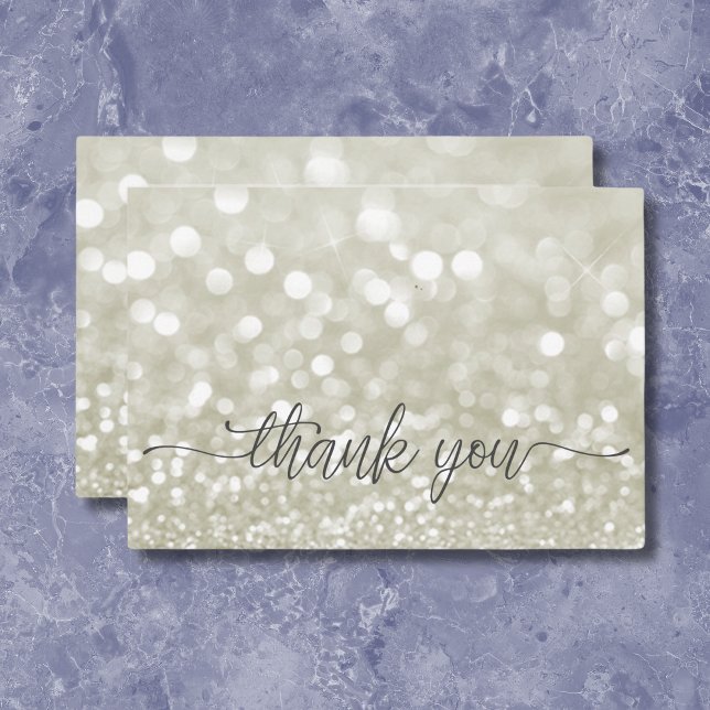 Carte De Remerciements Parties scintillant dorée moderne douche (Modern Glamourous Gold Glitter Shower Thank You Card)