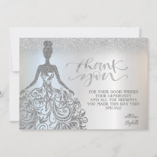 Carte De Remerciements Parties scintillant en argent Bokeh Ombre, robe