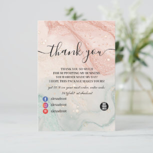Carte De Remerciements Parties scintillant en marbre liquide