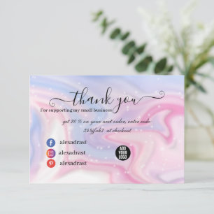 Carte De Remerciements Parties scintillant en marbre rose éclaboussure Ca