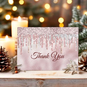 Carte De Remerciements Parties scintillant en or roux rose chic gouttes