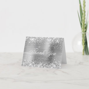Carte De Remerciements Parties scintillant et huile brillante en argent