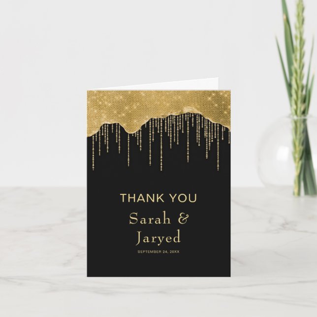Carte De Remerciements Parties scintillant Gold Drip (Devant)