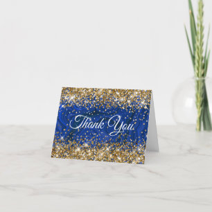 Carte De Remerciements Parties scintillant Gold Lapis Lazuli 50e annivers
