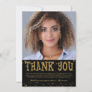 Carte De Remerciements Parties scintillant moderne Black Gold 2 Diplôme p