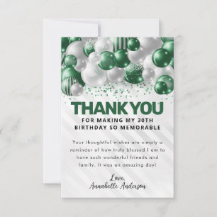 Carte De Remerciements Parties scintillant moderne en ballons d'argent ve