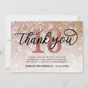 Carte De Remerciements Parties scintillant Ombre Sweet 18 Anniversaire