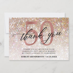 Carte De Remerciements Parties scintillant Ombre Sweet 50e anniversaire