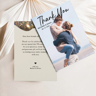 Carte De Remerciements parties scintillant or design   Mariage photo