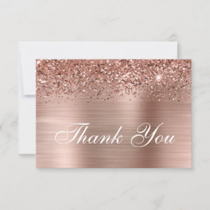 Carte De Remerciements Parties scintillant or rose et Ombre Foil