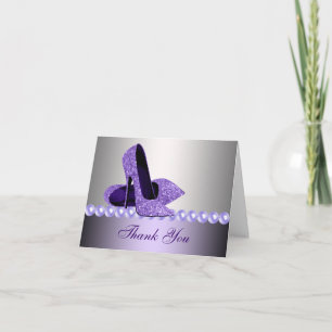 Carte De Remerciements Parties scintillant Purple High Heel Chaussures Me