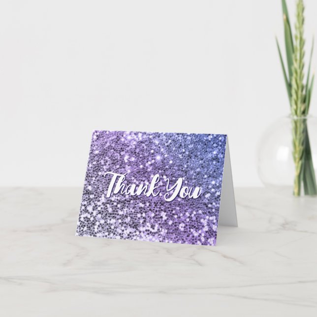 Carte De Remerciements Parties scintillant Purple Ombre Chunky (Devant)