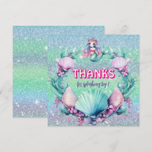 Carte De Remerciements Parties scintillant Purple Sirène anniversaire