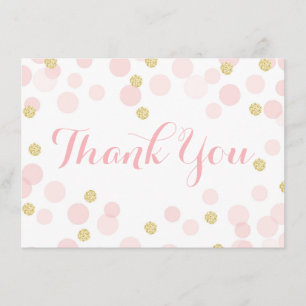 Carte De Remerciements Parties scintillant rose et or Confetti