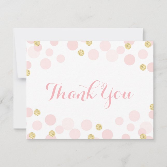 Carte De Remerciements Parties scintillant rose et or Confetti (Devant)