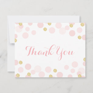 Carte De Remerciements Parties scintillant rose et or Confetti