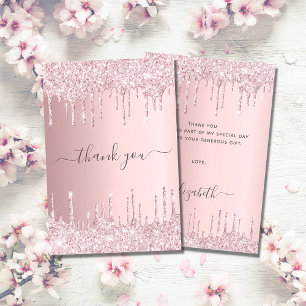 Carte De Remerciements Parties scintillant rose vif d'anniversaire goutte