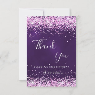 Carte De Remerciements Parties scintillant rose violet brillant élégant