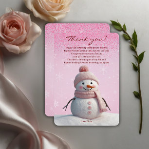 Carte De Remerciements Parties scintillant roses Baby shower de snowman d