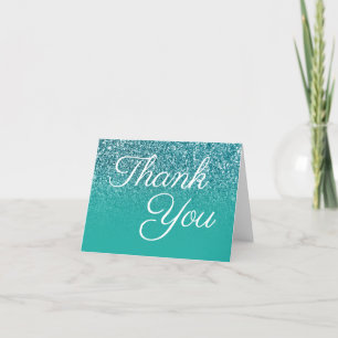 Carte De Remerciements Parties scintillant turquoise Ombre Élégante Calli