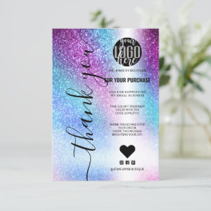 Carte De Remerciements Parties scintillant violet bleu Nebula Galaxy Merc