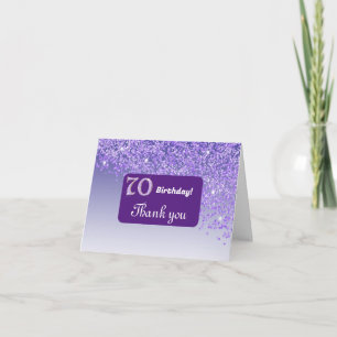 Carte De Remerciements Parties scintillant violette brillante, 70e annive