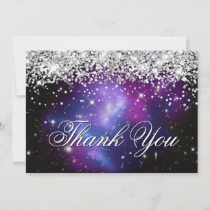Carte De Remerciements Parties scintillant violette brune violet violet p