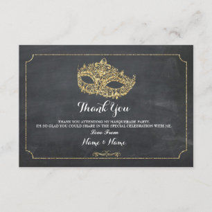 Carte De Remerciements Parties scintillantes de partie de masque de