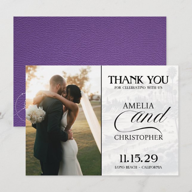 Carte De Remerciements Passeport Purple California (Devant / Derrière)