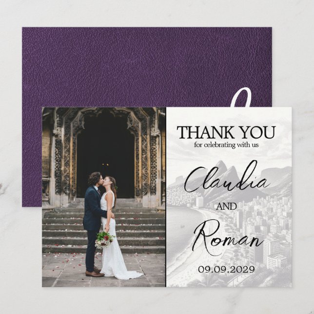 Carte De Remerciements Passeport Violet Brésil (Devant / Derrière)