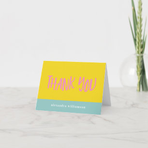 Carte De Remerciements Pastel Aqua Géométrique bleu et jaune Personnalisé