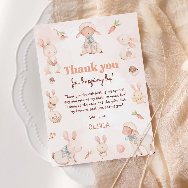 Carte De Remerciements Pastel Aquarelle Bunny Pâques Anniversaire (Créateur téléchargé)