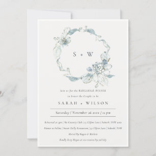 Carte De Remerciements Pastel Blue Green Foliage Répétition Dîner Invitat