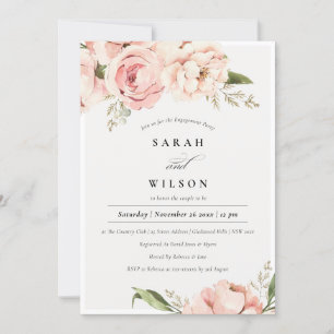 Carte De Remerciements Pastel Blush Peach Peony Floral Fiançailles Invita