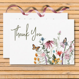 Carte De Remerciements Pastel & Burgundy Blooms Moderne Floral Mariage