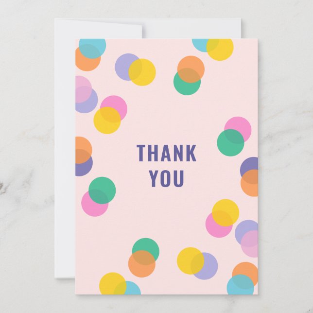 Carte De Remerciements Pastel Confetti Enfants (Devant)