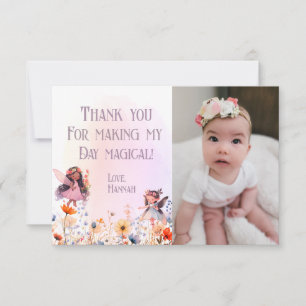 Carte De Remerciements Pastel Fairy First Magic Photo d'anniversaire