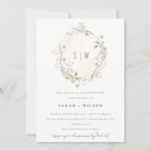 Carte De Remerciements Pastel Fleur sauvage Floral Wreath Fiançailles Inv