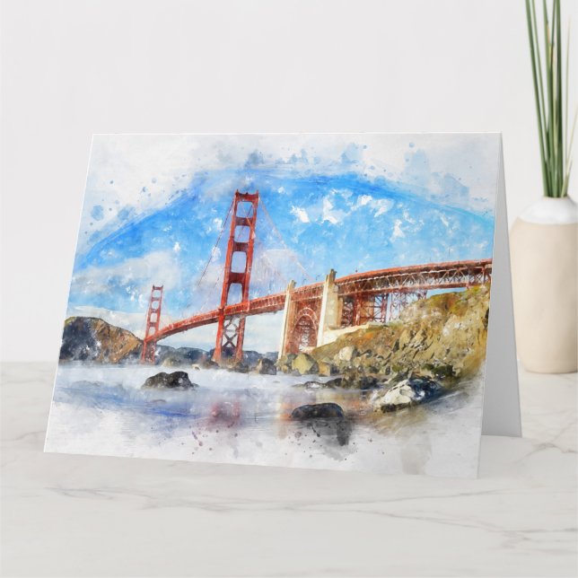 Carte De Remerciements Pastel Golden Gate Bridge à San Francisco (Devant)