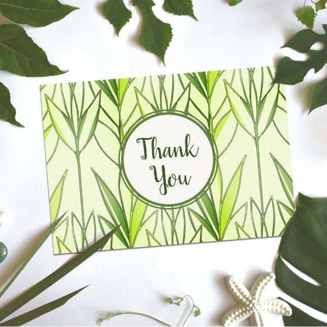 Carte De Remerciements Pastel Green Tropical Folio Nature Déco Motif (Créateur téléchargé)