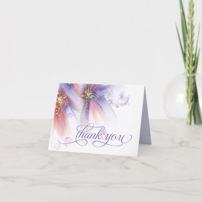 Carte De Remerciements Pastel Lilac Rose rose Abstrait Floral (Devant)